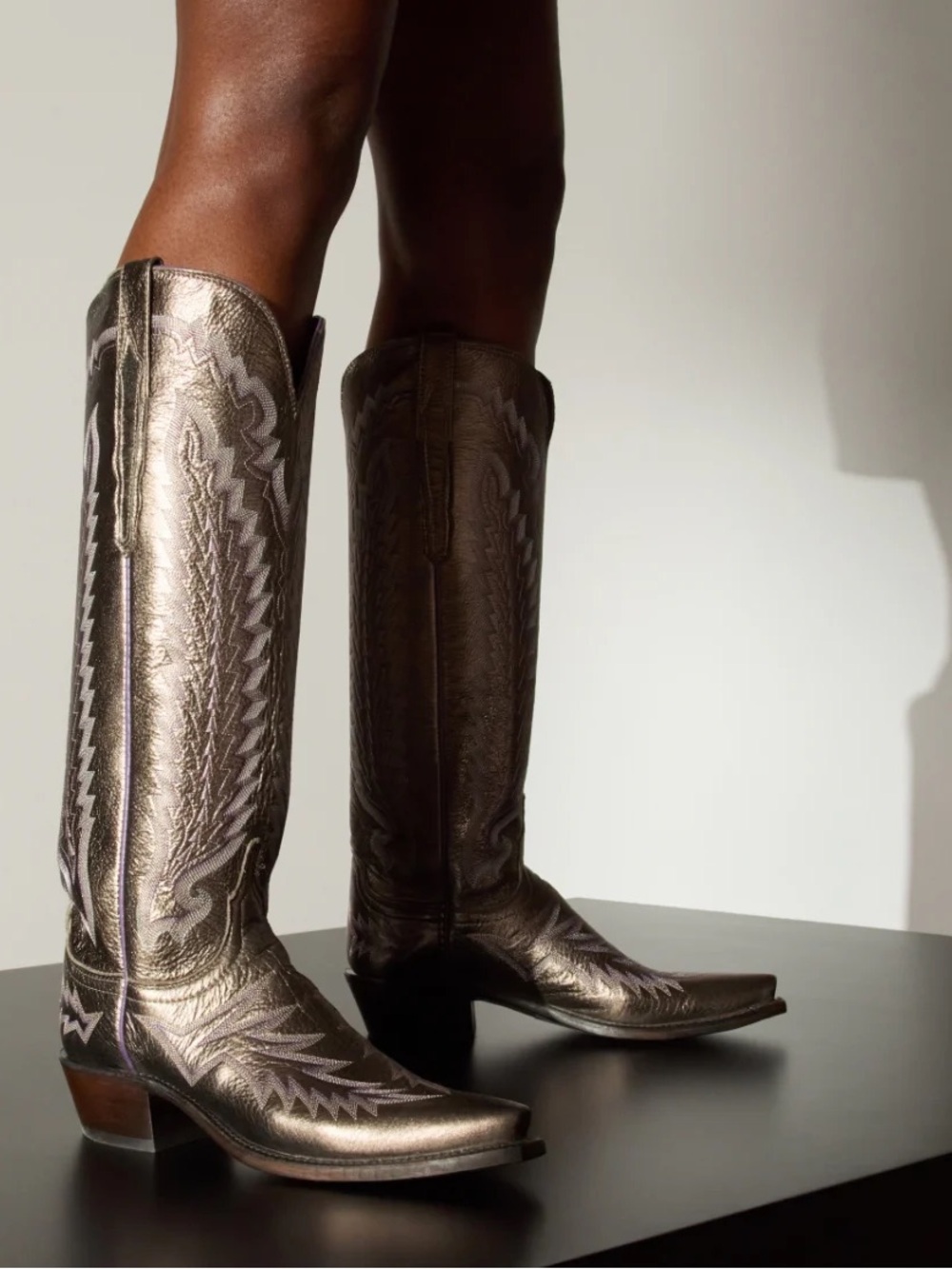 Lucchese Priscilla Boots Pewter Metallic 8.5